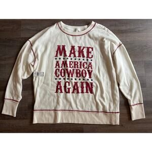 Blended Women's Make America Cowboy Again Graphic Sweatshirt Large NWT Soft
